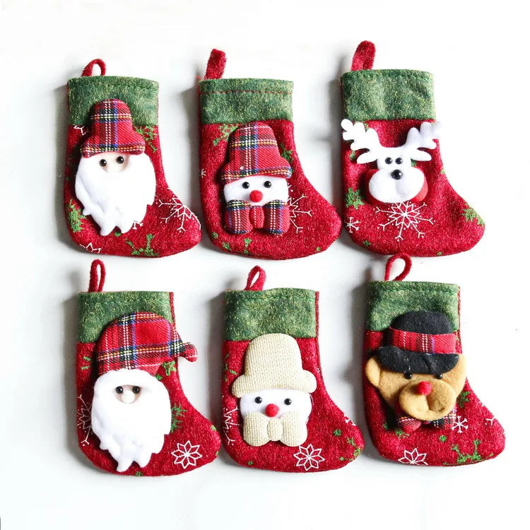 Many Types Cute Santa Snowman Deer Christmas Hanging Stocking Hanging Ornament Socks for Christmas Holiday Party Decoration
