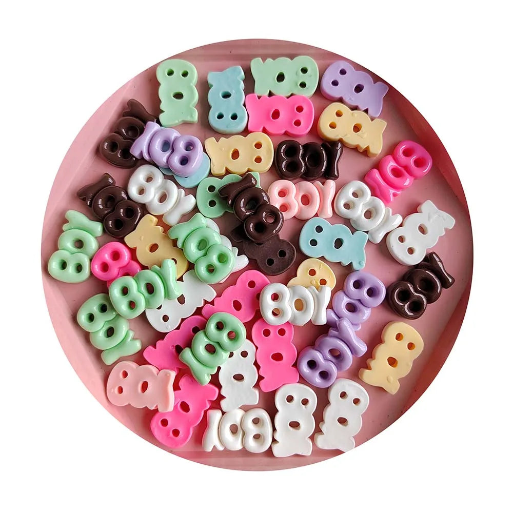English Letter Boy Girl Resin Cabocchons Flatback Colorful Kawaii Embellishments Scrapbooking Phone Shell Patch DIY