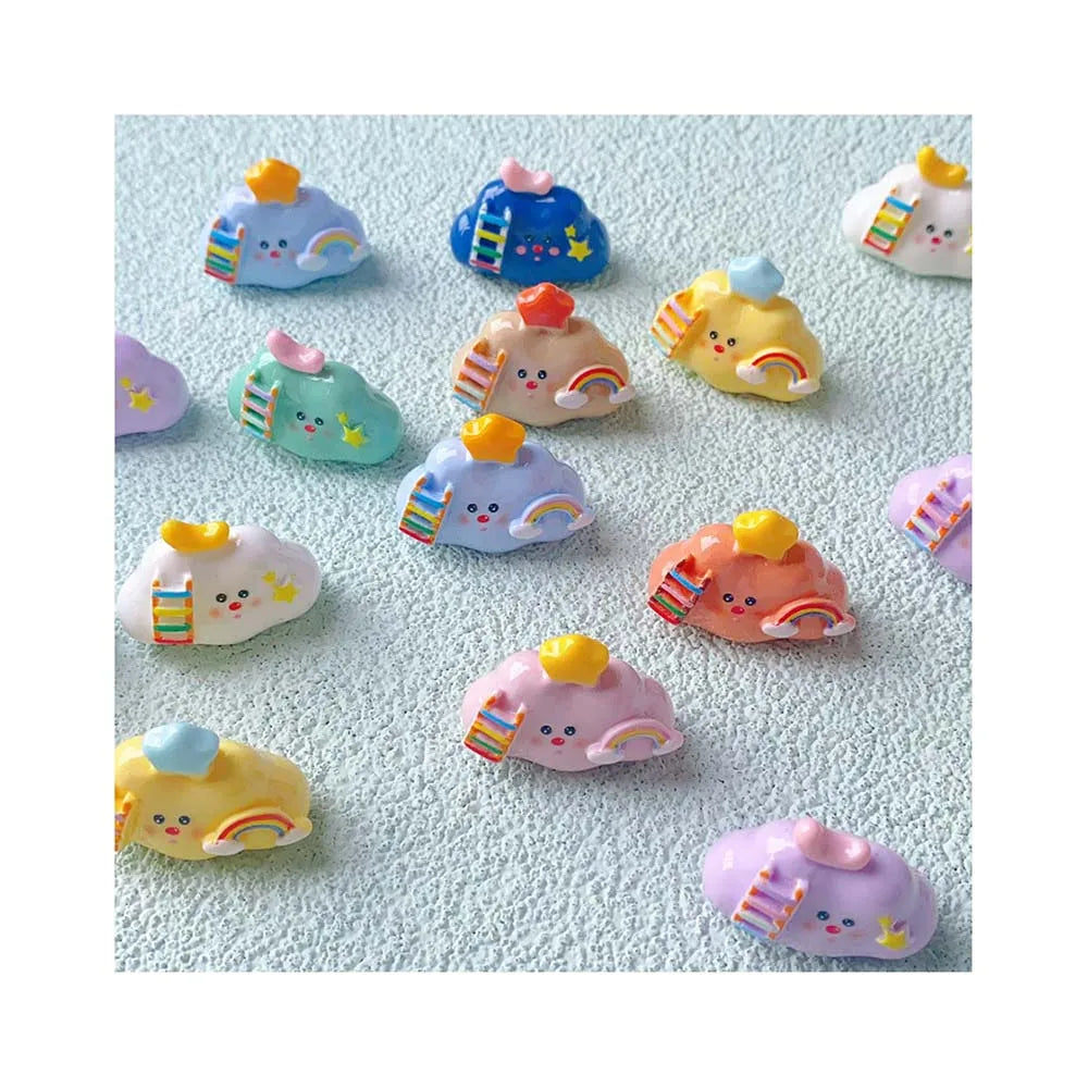 100pcs 27*31mm 3D Rainbow Cloud Prince Crown Resin Beads Home Outdoor Decoration Slime Toys Jewelry Custom Accessories