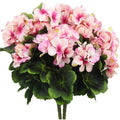 Artificial Geraniums Silk Flower Pink Bush Faux Flowers Branch for Garden Patio Vase Table Centerpiece Indoor Decor