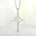 Qingxin Custom Minimalist Women Zirconia Fine Jewelry Dainty 925 Sterling Silver Religious Cross Letter k Necklaces