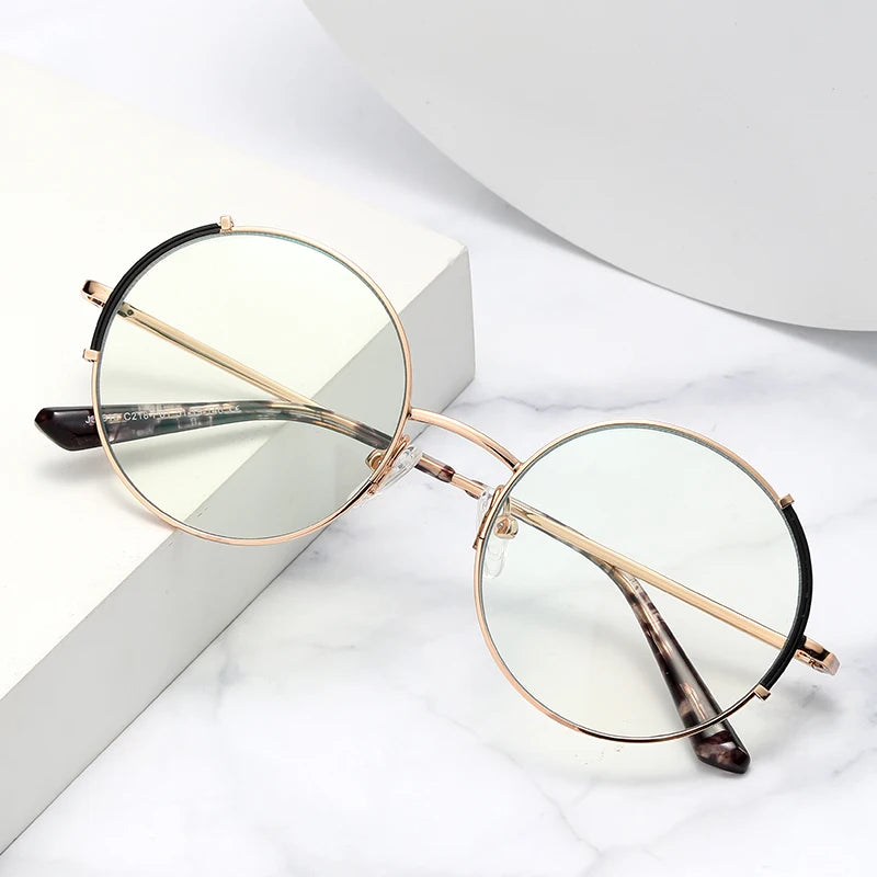 Metal Eyeglasses Frame for Women Anti Blue Light Glasses Frame Spring Hinge Eyewear Custom Prescription Optical Frame