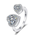 925 Sterling Silver Original 2.5 Ct Excellent Cut Pass Diamond Test Double Heart Moissanite Ring for Women Wedding Fine Jewelry