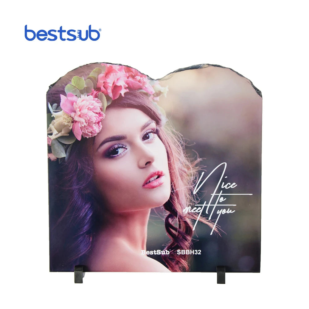 Bestsub New Style Sublimation Blanks Large Upper Contour Shaped 30*30cm Ornaments Stone Sublimation Slate Photo Rock Round