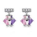 Classic Design Cute CZ Zircon Two Stone Earrings Jewelry 925 Sterling Silver Stud Earrings for Women