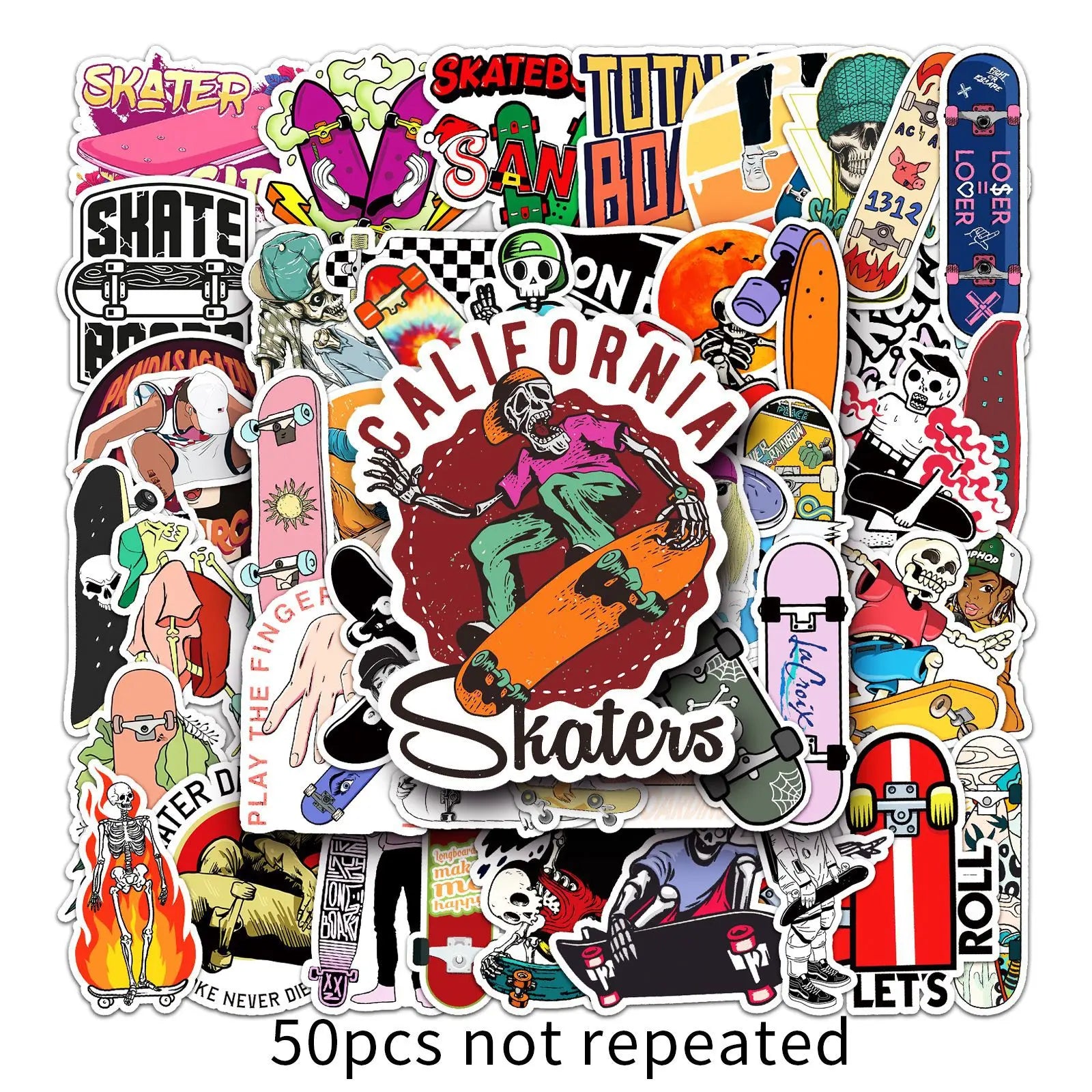 50PCS Cool fashional sport cartoon skateboard sticker artistic gymnastics extreme skii decals