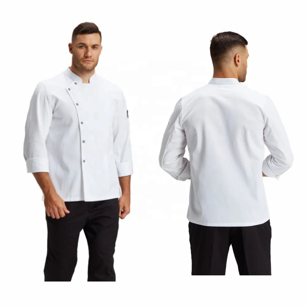 240gsm T/C 80/20 Chef Uniform Top Jacket With logo Customized Modern Restaurant Uniforms