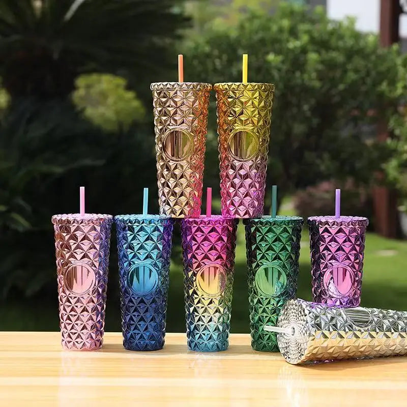 M Hot Selling Unisex 24oz/710ml Water Bottles With Straw Large Capacity Reusable Devise Plastic Drinking Cup