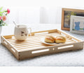 Country Rectangular Wooden Single Tier Multifunction Storage Trays with Handles for Kitchen and Living Room Food Serving