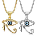 Non Tarnish PVD 18k Real Gold Ancient Egyptian Symbol of Protection Necklace Stainless Steel Turkish Evil Eyes of Horus Necklace