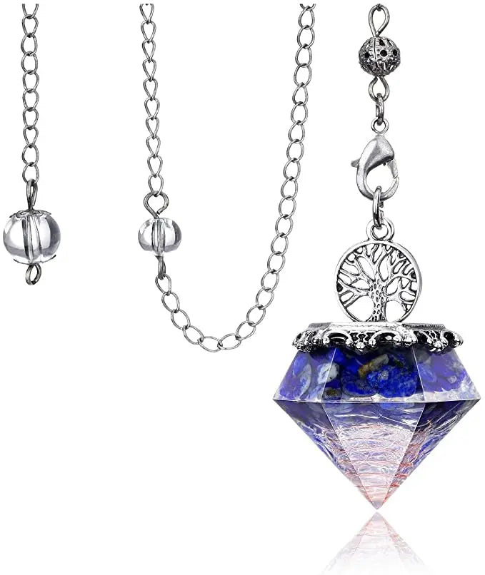 Faceted Prism Chakra Necklace Witch Dowsing Pendulum Gemstone Quartz Point Healing Crystal Pendant Divination Reiki Antique Gift