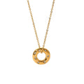 Vintage Stainless Steel 18k Real Gold Plated Liberty Donut Circle Ring Pendant Necklace Cubic Zirconia