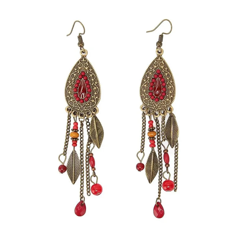 Boho Earrings Jewelry Vintage Leaf Shape Drop Earrings for Women