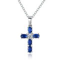 Fine Fashion Blue Zircon Cross Pendant Necklaces for Women