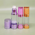 15ml 30ml 50ml Matte Powder Purple Pink Cosmetics Airless Pump Lotion Cream Bottle Gold Cap for Skincare Packaging