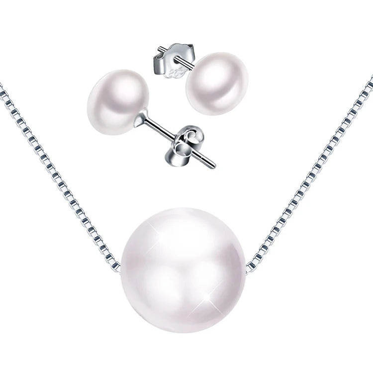 Minimalist Pearl Jewelry Sets for Women for Weddings-Includes Earrings and Necklace