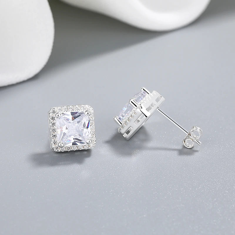 Charming Women's AAA Zircon Drop Silver Stud Earrings Wholesale Fashion Jewelry Bulk Wholesale Small Silver Earrings
