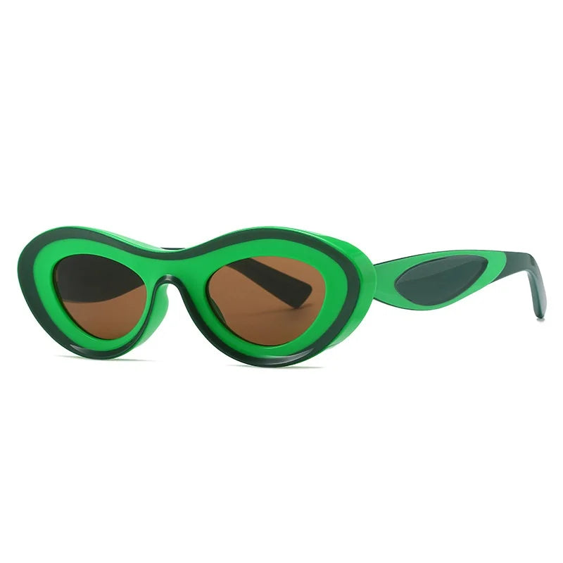 New Arrival Fashionable Trendy Multi-color Green Oval Unisex Sunglasses UV400 Custom for Men and Women