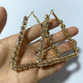 New New Fashion Statement Rhinestone Earrings Big Triangle Diamond Hoop Earrings Rhinestones Round Square Earrings