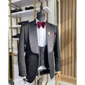 Full Black Jacquard Men Suits Set Wedding Tuxedos Groomsman Wear Formal Men Fashion Suit 3 Piece Jacket Vest Pant