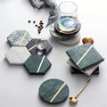 Wholesale White Black Green Copper Brass bar Inlay square Round Hexagon Marble Coasters