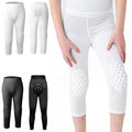 Youth Basketball Compression Pants with Knee Pads and Butt Pad Kids 3/4 Capri Padded Sport Legging Tights
