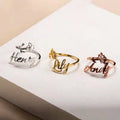 Qiuhan Rose Gold Plated Stainless Steel Custom Personalized Birthday Flower Name Ring with Box