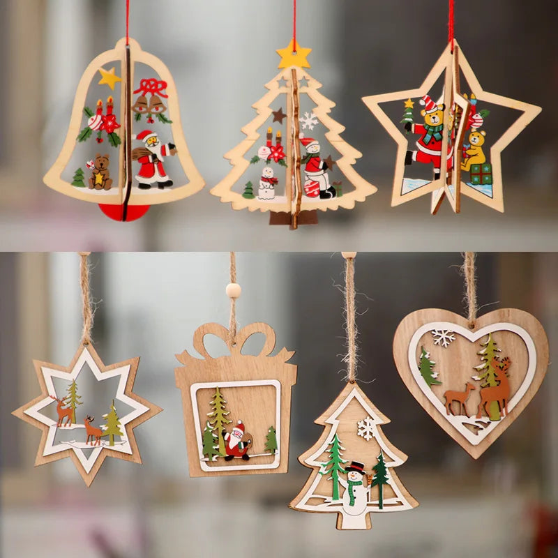 Merry Christmas Gnome Wooden Pendant Christmas Decorations for Home 2022  Ornament Xmas Navidad Happy New Year 2023