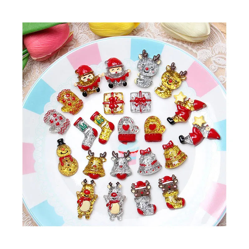 Christmas Miniature Figurines Tiny Mini Resin Fairy Dollhouse Garden Ornaments DIY Kit Christmas Pendant Accessories for Craft