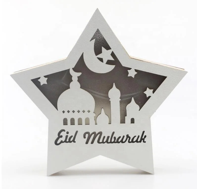Eid Mubuark Ramadan Wood Engraving Laser Cut Factory Wholesale Wooden Islamic Eid Mubarak Ramadan Festival Home Decorations