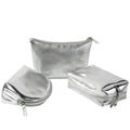 Top Grade Makeup Pouch Small Cosmetic Bag Cute Pouches Cosmetic Bag Soft Letter Makeup Bags for Women Silver
