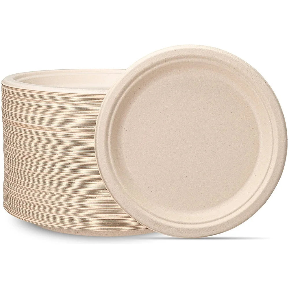 Disposable Biodegradable Plates Sugarcane Bagasse Paper Pulp Mould Plates