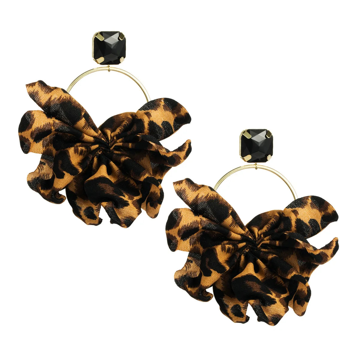 925 Silver Needle Leopard Print Earrings New Retro Nightclub Exaggerated Big Earrings Fabric Fashion Jewelry for Women