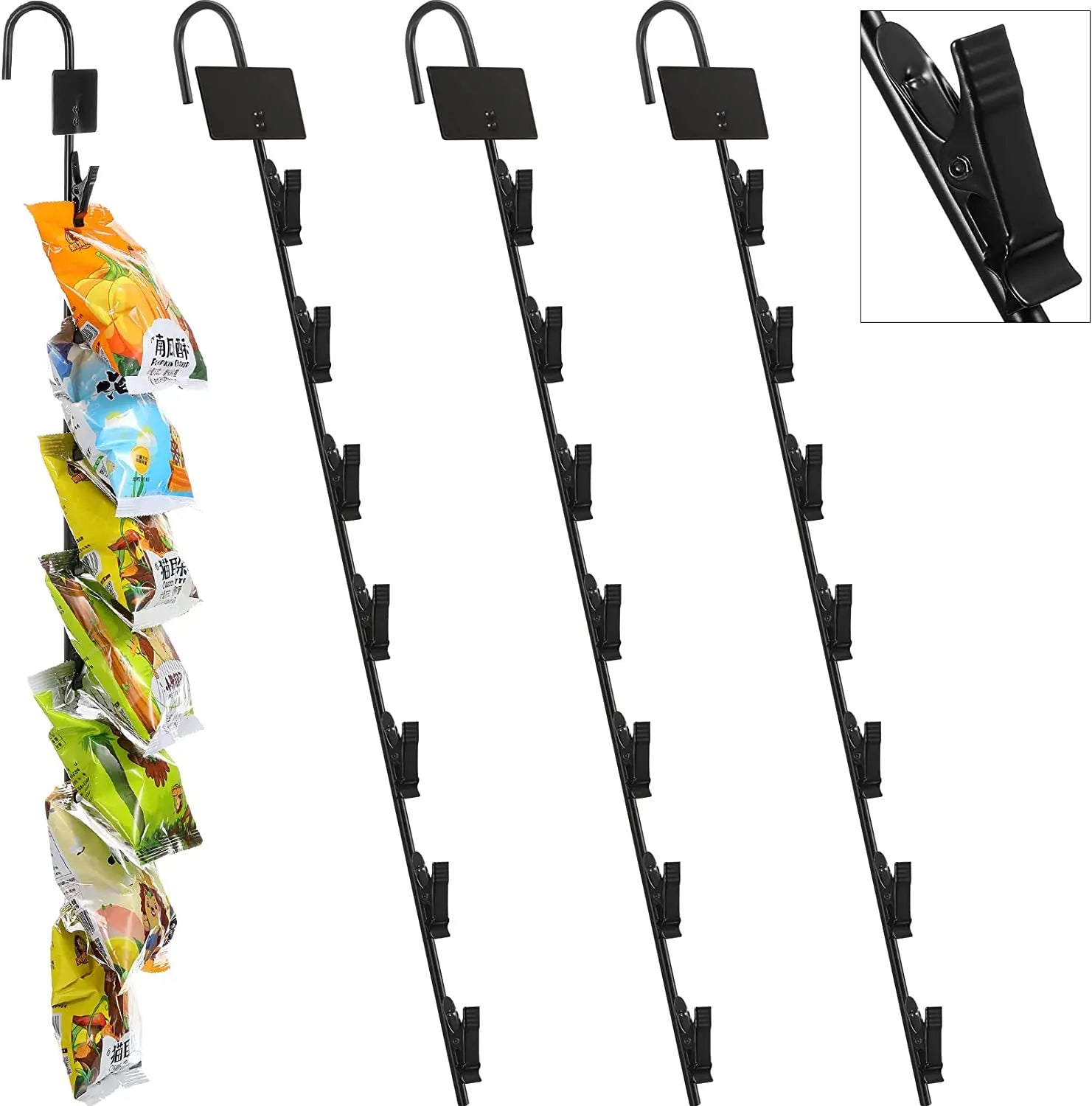 Hookei Supermarket Grocery Shop Retail Metal Potato Chips 12 Display Merchandising Hanging Clips Strips