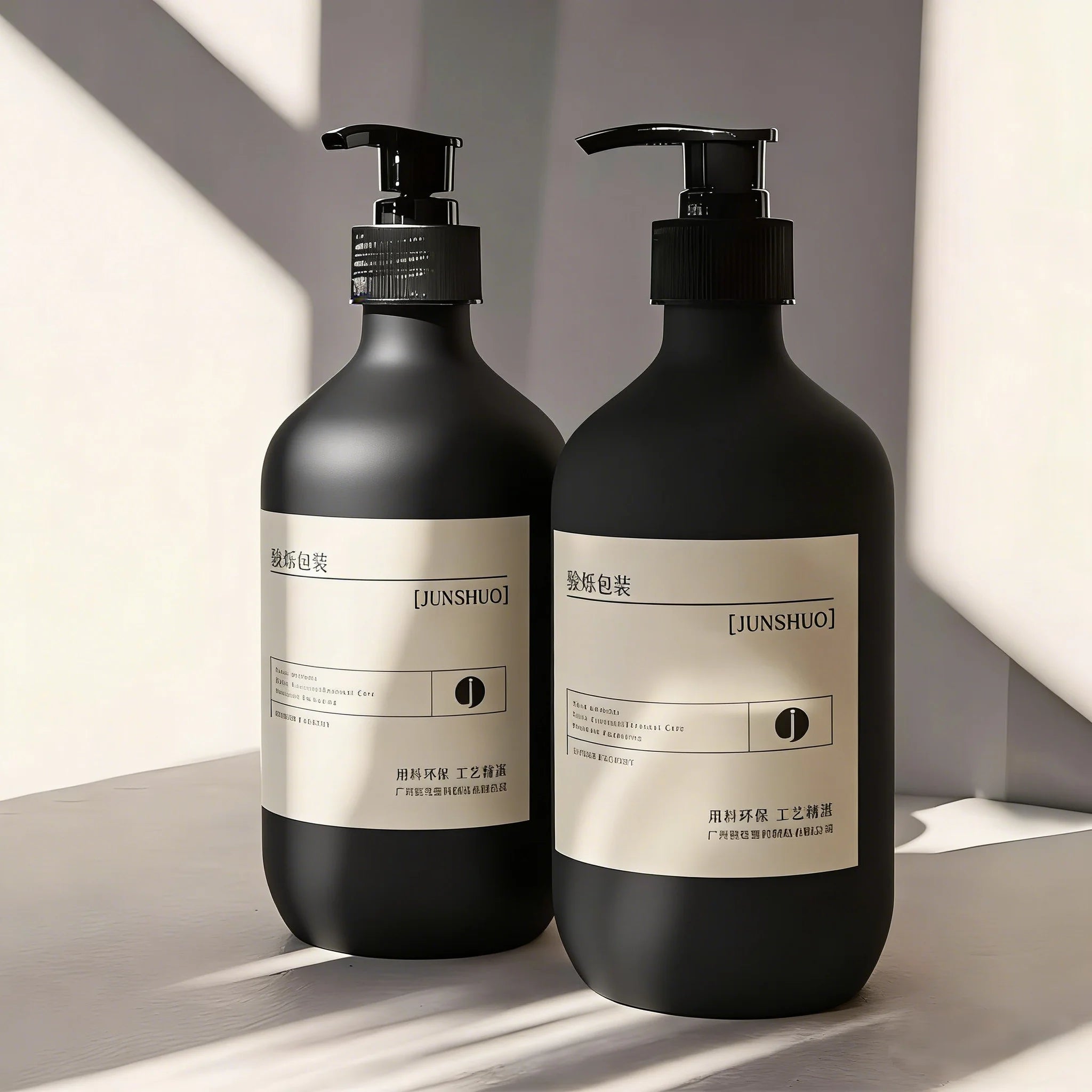 Matte Black Plastic Pump Bottles 300ml/8oz/500ml Lotion Pump Bottle Screen Printing Bottle