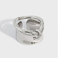 Irregular Unique Design Open Adjustable 18K Gold Plated S925 Sterling Silver Smooth Band Ring for Women