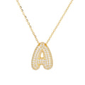 Hot Selling New S925 Silver Women's 26 Letter Bubble Trendy Zircon Head Gold Plated Link Anniversary Exquisite Hip-hop Pendant