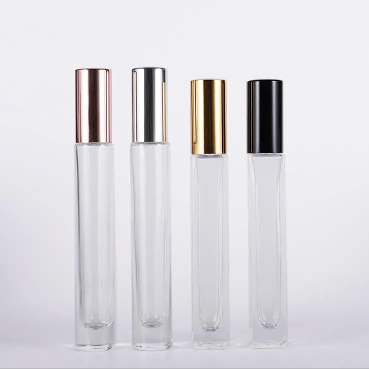 In Stock Luxury 10ml Thick Bottom Square/round Glass Roll on Bottle With Rose Gold/gold/silver/black Cap for Perfume