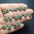 Healing Gemstone Stone Fine Jewelry Natural Raw Crystal Olivine 925 Sterling Silver Earrings for Women