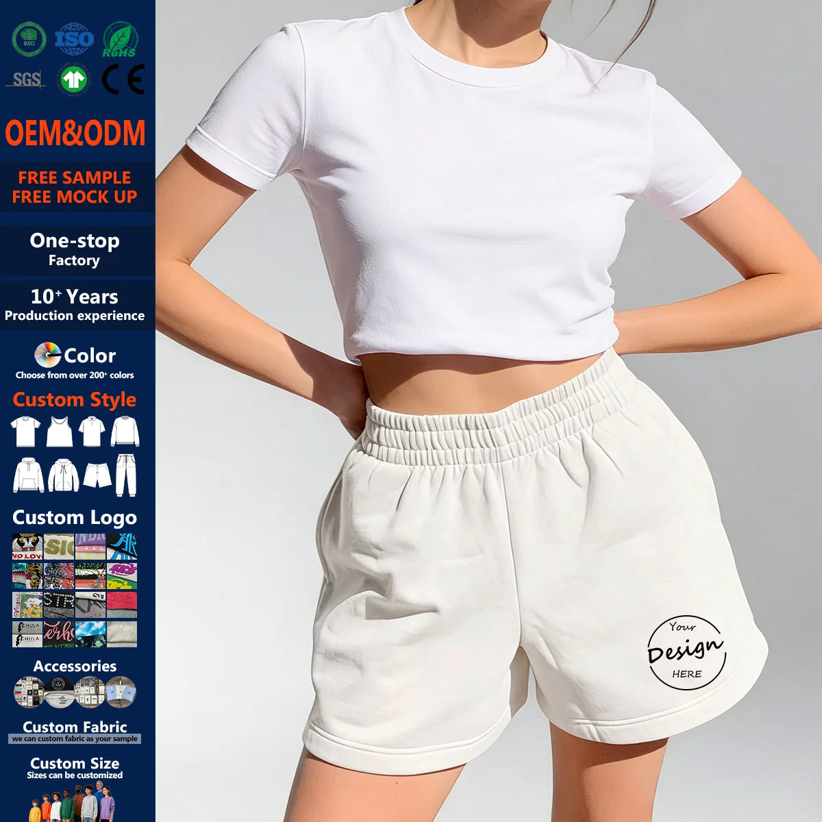 Summer Elastic Waist Sports Pants Casual Shorts Women's American Street Loose Wide-leg Pants Fashion Hot Girls White Shorts