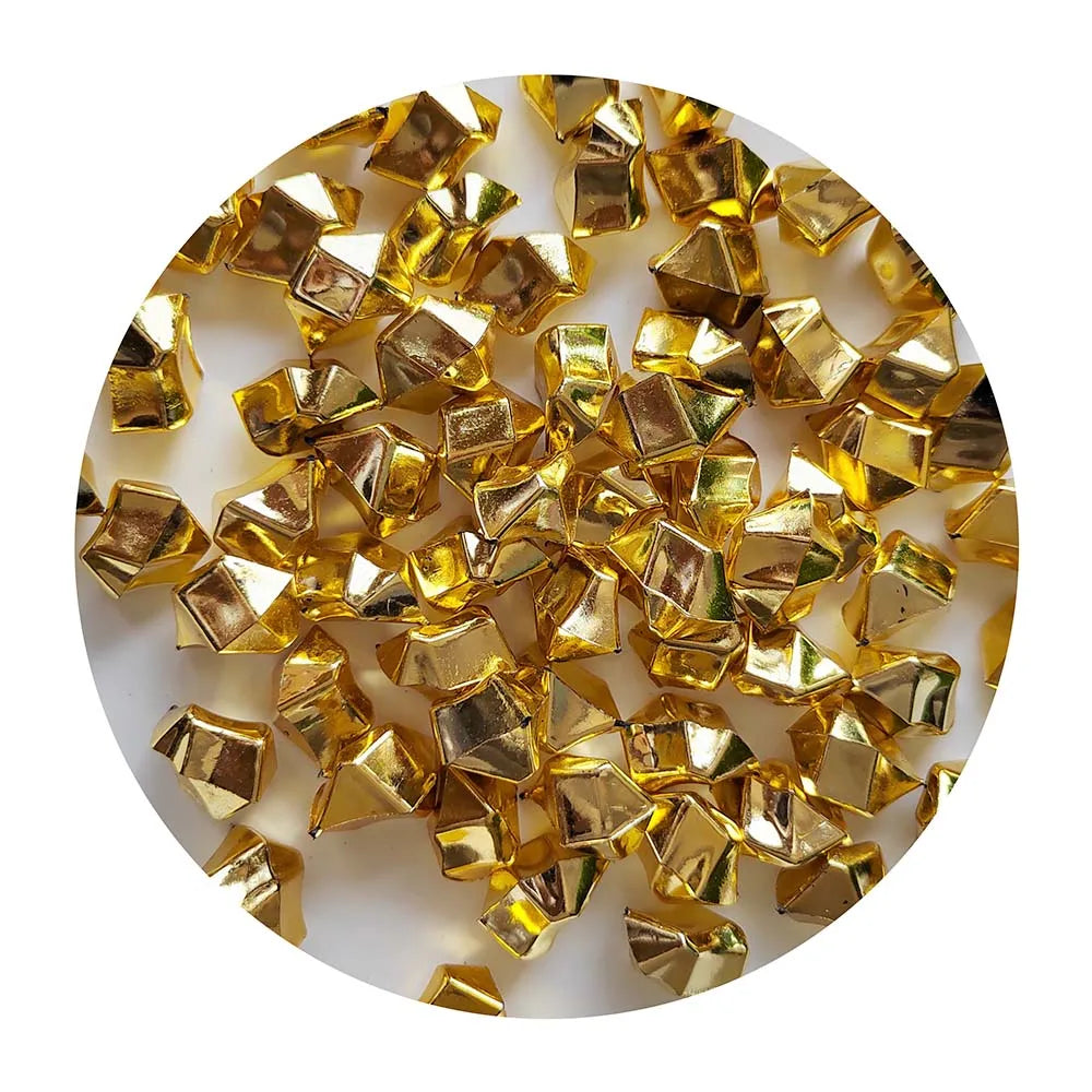 Gold Sliver Metallic Plated Stone Irregular Acrylic Plastic Beads 23mm DIY Embellishment Supplies