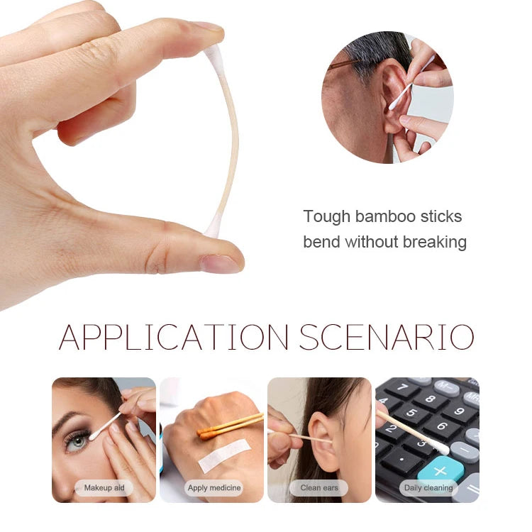 Free Sample Hot Sale Degreasing Cotton Tip Swab Disposable Bamboo Stick Home Cleaning Cotton Swabs Buds