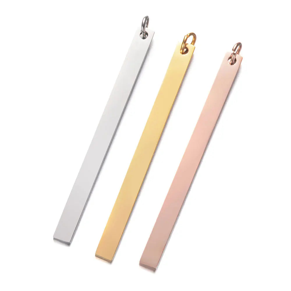 Mirror Polished Stainless Steel Smooth Strip DIY Jewelry Charms Pendants Blank Rectangular Strip Tags Engraved Customs Pendant