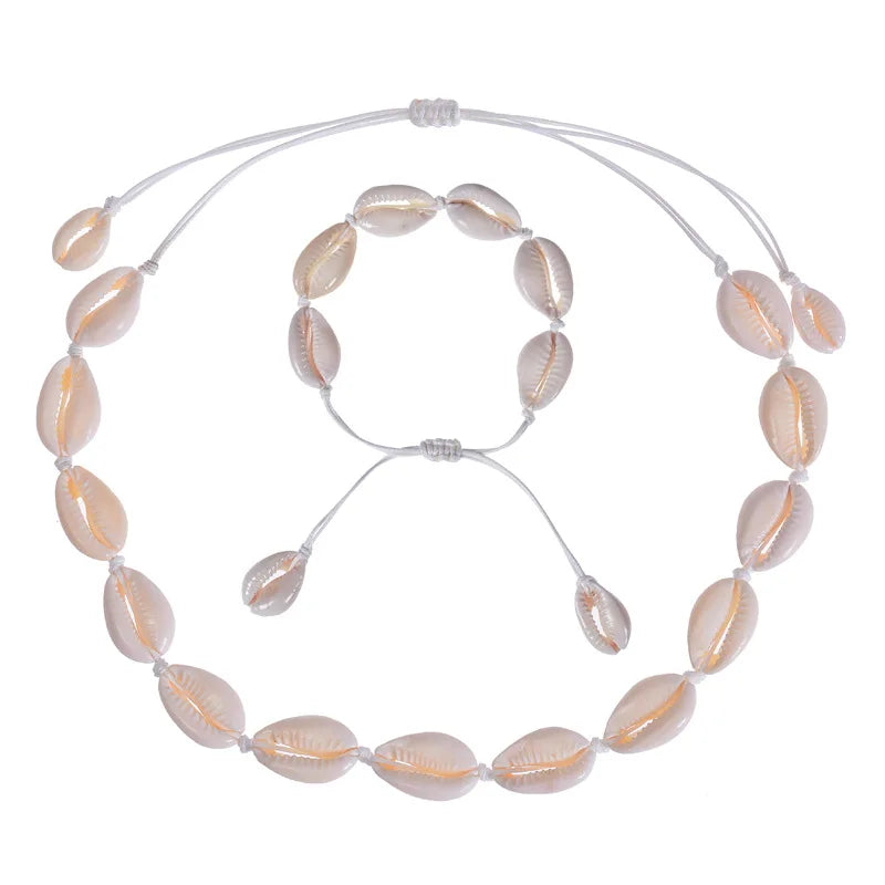 Women's Boho Hawaiian Beach Seashell Bracelet Handmade Summer Adjustable Cowrie Shell Jewelry Rope Material for Girls
