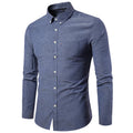 Cross Border Autumn New Men's Oxford Woven Slim Solid Color Shirt Men's Shirt Long Sleeve Shirt for Men