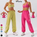 2 Pcs Women's Fitness Sets Sports Bra Athleisure Loose Pants Straight Sweaterpants for Women Workout Suit Activewear Outfit