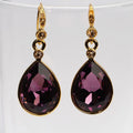 Super Discount Plating Real Gold Purple Gems Pear Shape Pendant Earrings Fashion Jewelry 2021