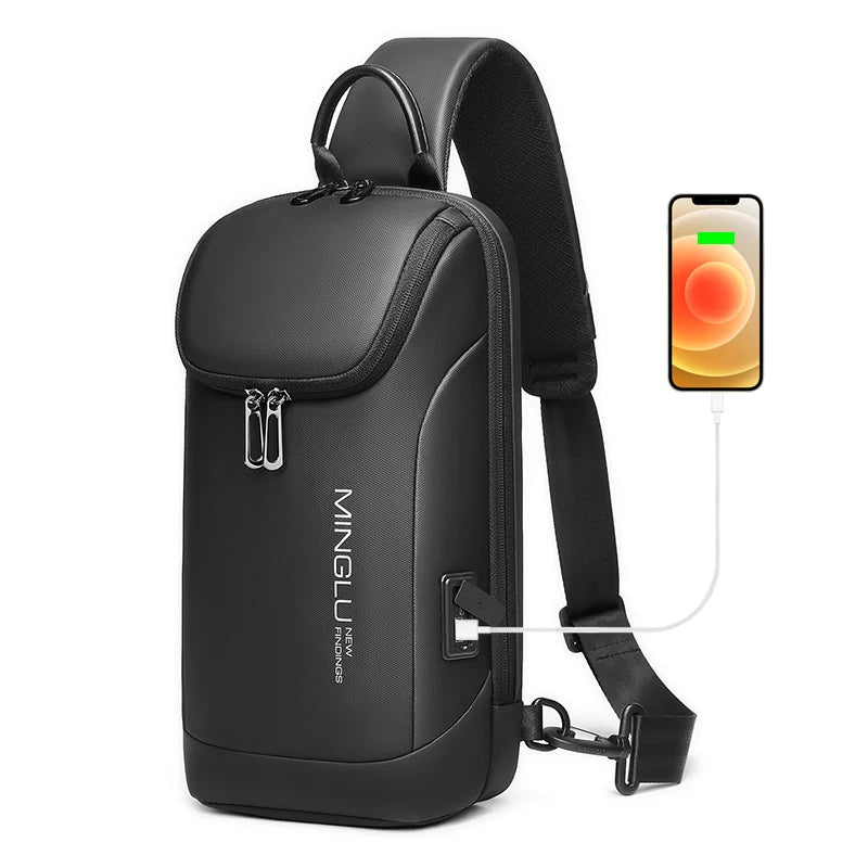 New Design Messenger Bag Shoulder Custom logo Teenager Chest Bag Crossbody Usb Anti Theft Men Sling Bags