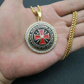 Custom Crystal Diamond Stainless Steel Medallion Cross Knights Templar Pendant