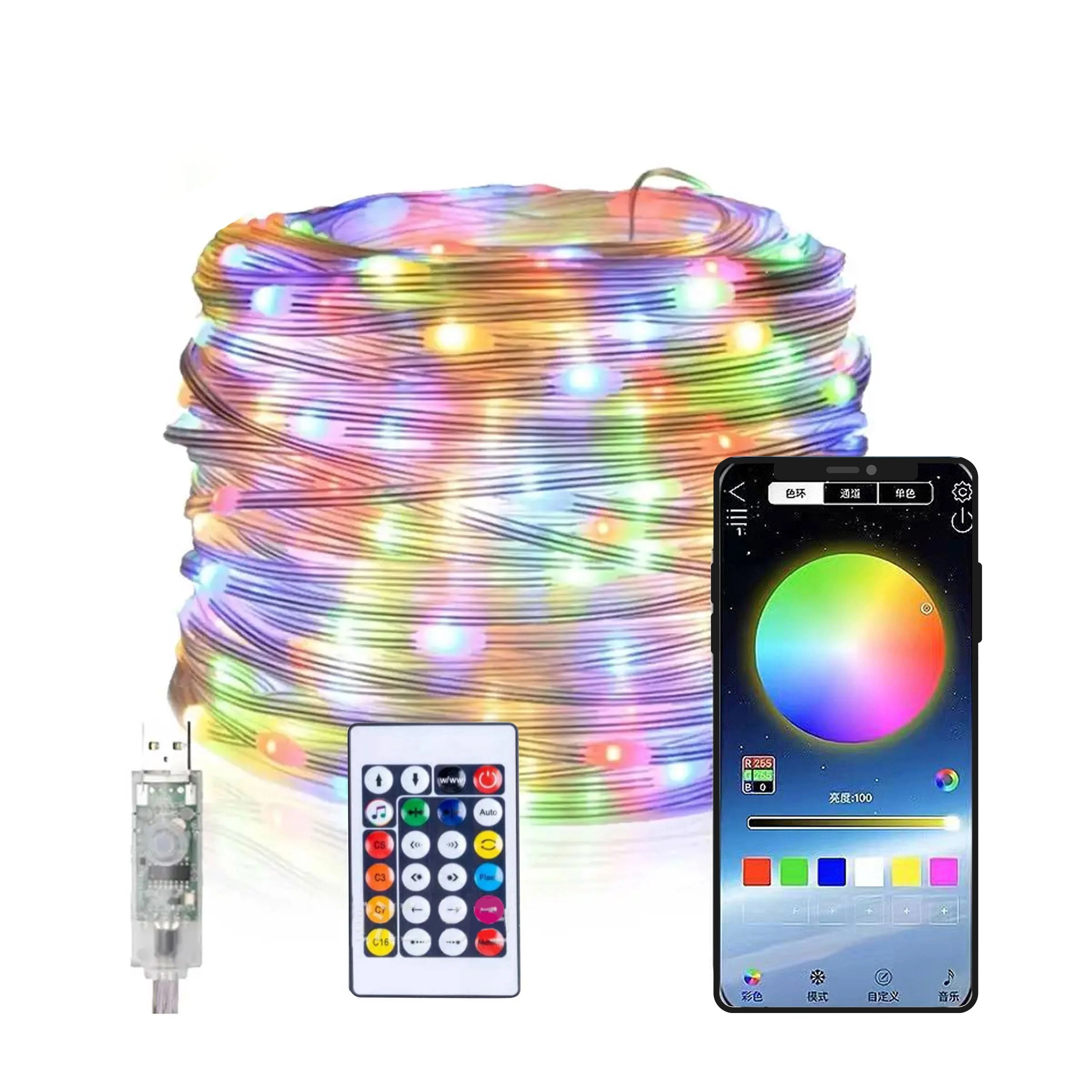 5m 10m 20m Fairy Led Lights USB Dream Color Smart String Lights Remote APP Controller for Room Wedding Christmas Tree Decoration
